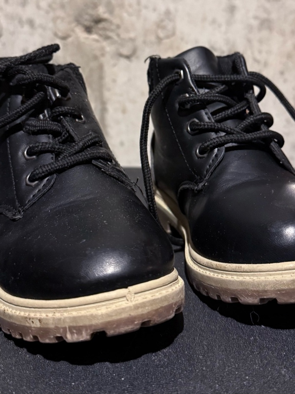 Toddler Boy Black Lace-Up Casual Boots - Classic All-Season Style